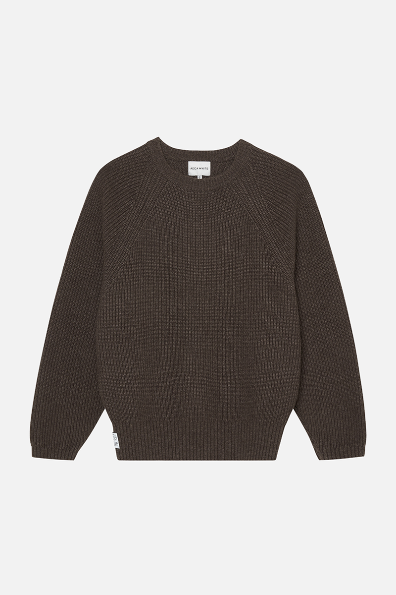 OVERSIZE WOOL KNIT-M/BROWN