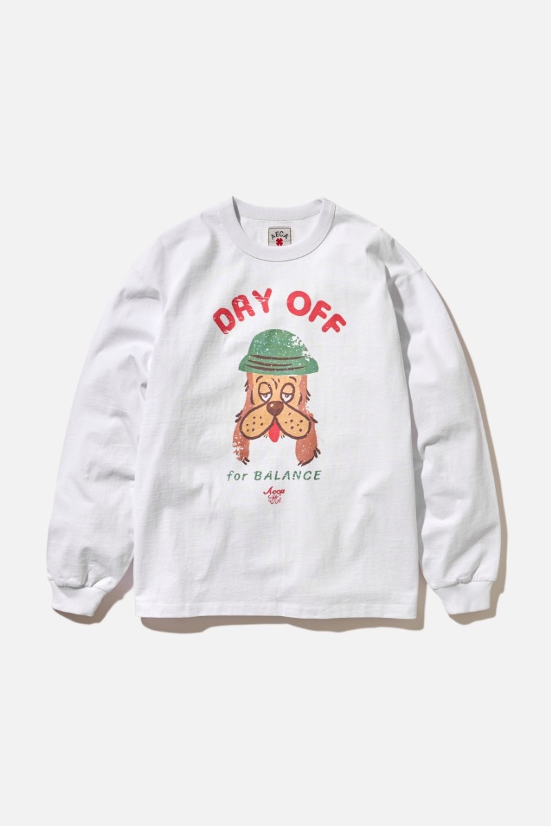 DAY OFF PUPPY LONG SLEEVE-WHITE